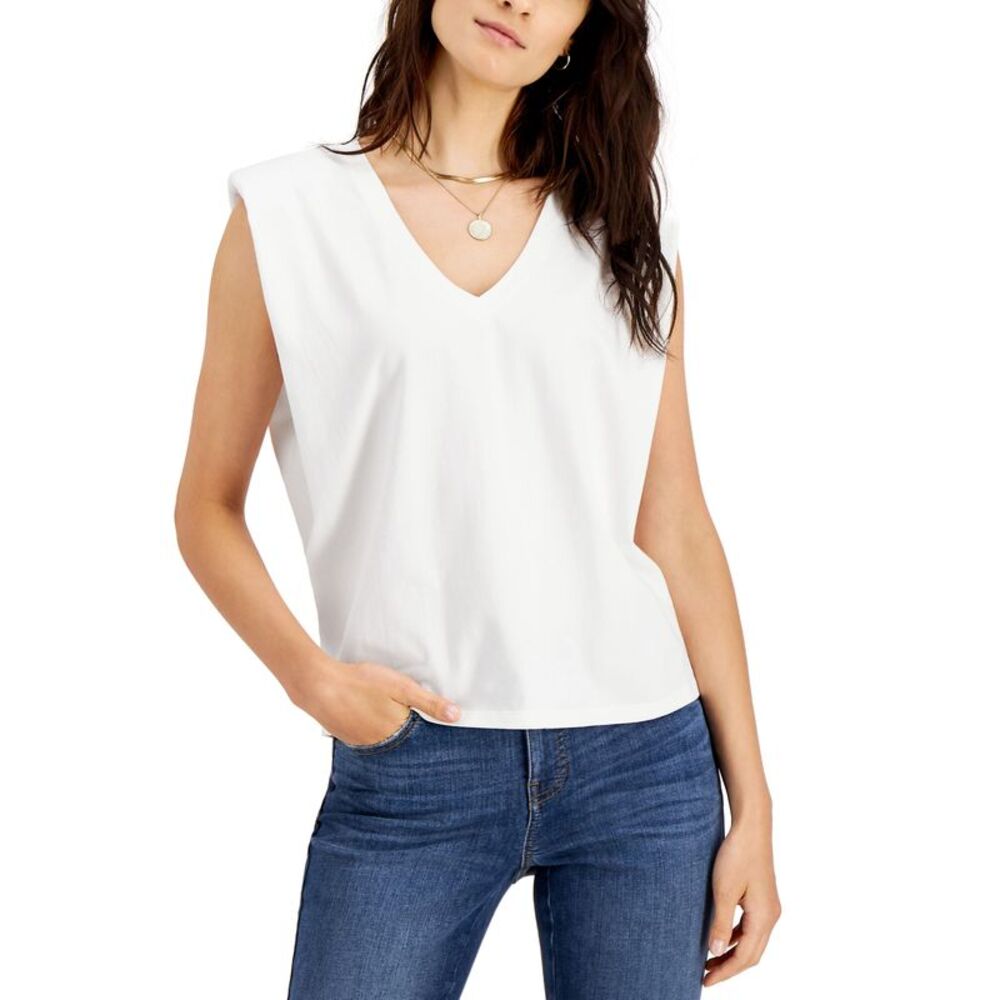 INC International Concepts Strong Shoulder V Neck T-Shirt
